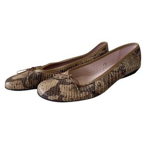 PAUL MAYER ATTITUDES LEATHER SNAKESKIN SHOES BALLET FLATS SZ 9.5